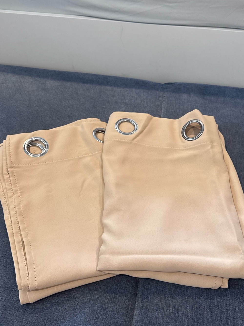 Neutral Beige Grommet Curtains - Set of 4